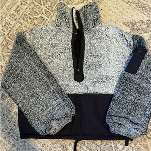 Free People Movement- Gray and Black Sherpa Pullover